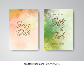 Wedding invitation with abstract watercolor background