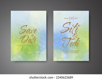 Wedding invitation with abstract watercolor background