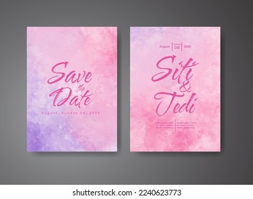 Wedding invitation with abstract watercolor background