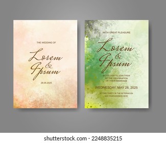 Wedding invitation with abstract watercolor background