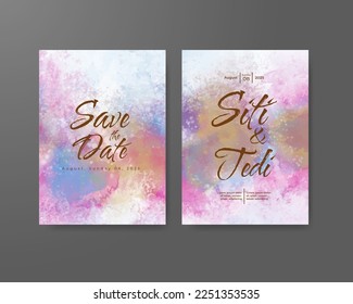 Wedding invitation with abstract watercolor background