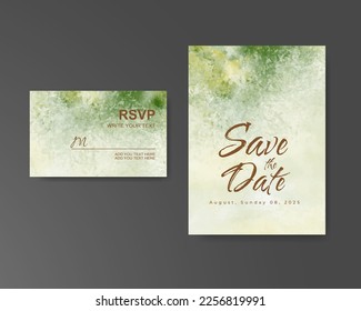 Wedding invitation with abstract watercolor background