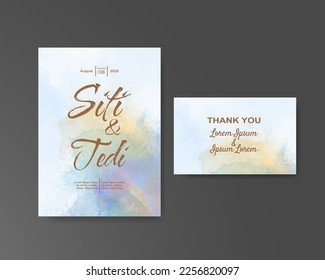 Wedding invitation with abstract watercolor background