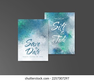 Wedding invitation with abstract watercolor background