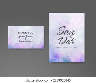Wedding invitation with abstract watercolor background
