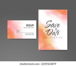 Wedding invitation with abstract watercolor background
