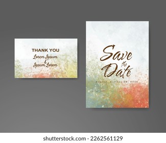 Wedding invitation with abstract watercolor background