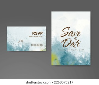 Wedding invitation with abstract watercolor background