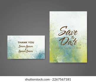 Wedding invitation with abstract watercolor background