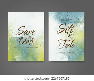 Wedding invitation with abstract watercolor background