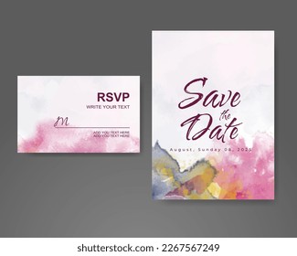 Wedding invitation with abstract watercolor background