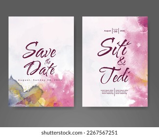 Wedding invitation with abstract watercolor background
