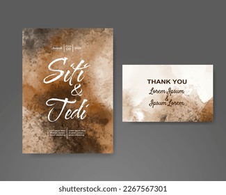 Wedding invitation with abstract watercolor background