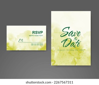 Wedding invitation with abstract watercolor background