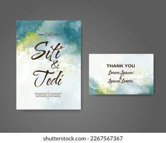 Wedding invitation with abstract watercolor background