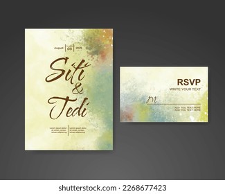 Wedding invitation with abstract watercolor background