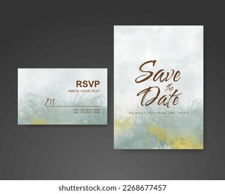 Wedding invitation with abstract watercolor background