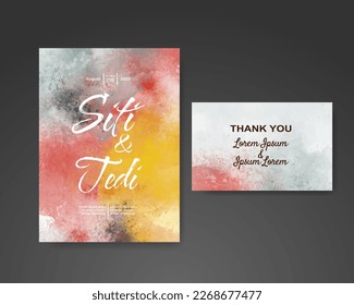 Wedding invitation with abstract watercolor background