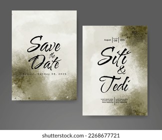 Wedding invitation with abstract watercolor background