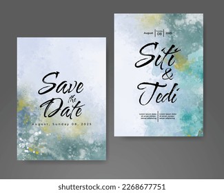 Wedding invitation with abstract watercolor background