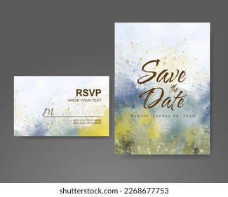 Invitación de matrimonio con fondo de acuarela abstracto