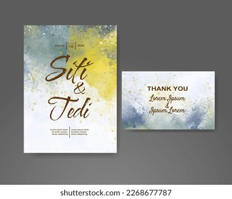 Wedding invitation with abstract watercolor background