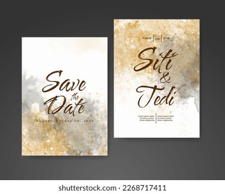 Wedding invitation with abstract watercolor background