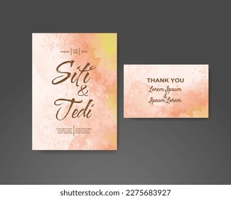 Wedding invitation with abstract watercolor background