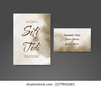 Wedding invitation with abstract watercolor background