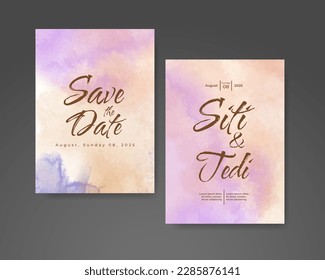 Wedding invitation with abstract watercolor background