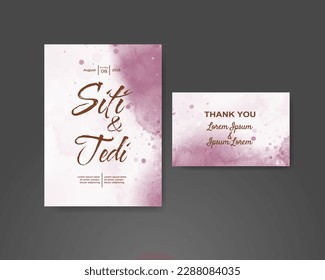 Wedding invitation with abstract watercolor background