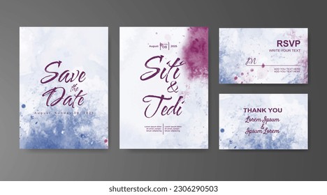 Wedding invitation with abstract watercolor background