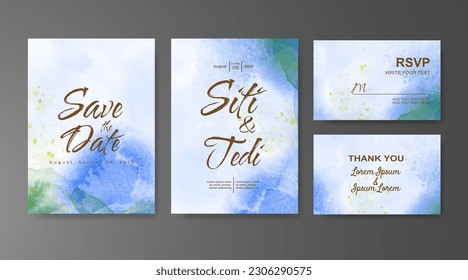 Wedding invitation with abstract watercolor background