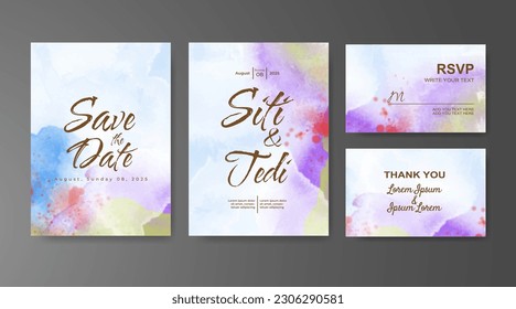 Wedding invitation with abstract watercolor background