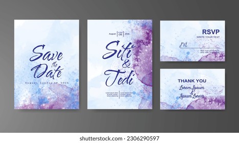 Wedding invitation with abstract watercolor background