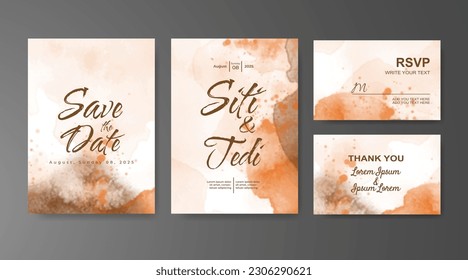 Wedding invitation with abstract watercolor background