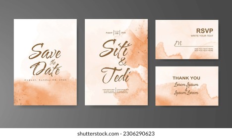 Wedding invitation with abstract watercolor background