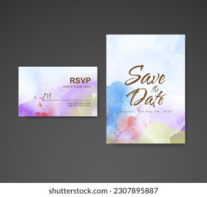 Wedding invitation with abstract watercolor background
