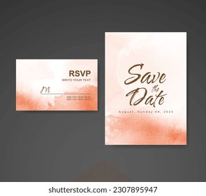 Wedding invitation with abstract watercolor background