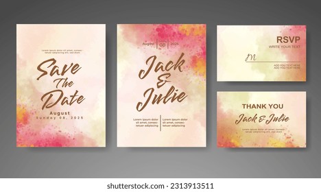 Wedding invitation with abstract watercolor background