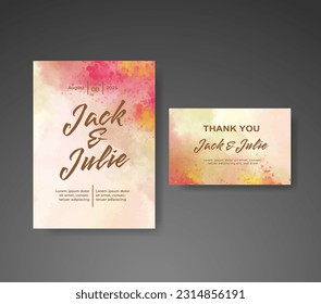 Wedding invitation with abstract watercolor background