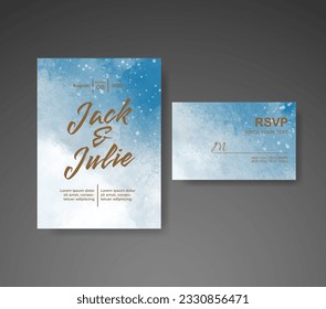 Wedding invitation with abstract watercolor background