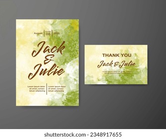 Wedding invitation with abstract watercolor background