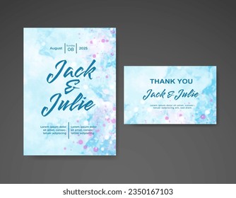 Wedding invitation with abstract watercolor background