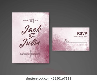 Wedding invitation with abstract watercolor background
