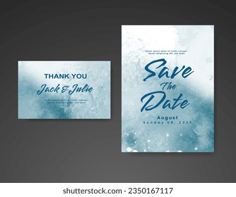 Wedding invitation with abstract watercolor background