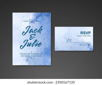 Wedding invitation with abstract watercolor background