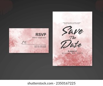 Wedding invitation with abstract watercolor background