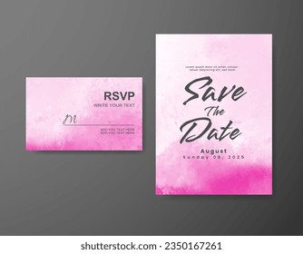 Wedding invitation with abstract watercolor background