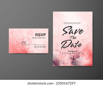 Wedding invitation with abstract watercolor background